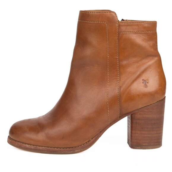 Frye Addie Tan Leather Inside Zip Booties Women's 6 B - Picture 5 of 15